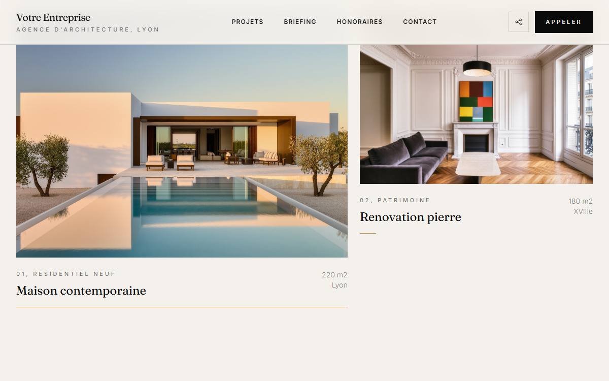 Site web pour architecte