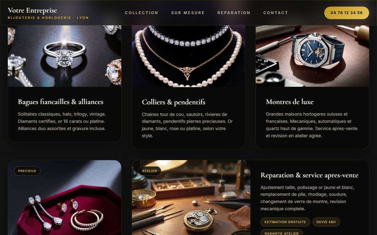 Site web pour bijouterie