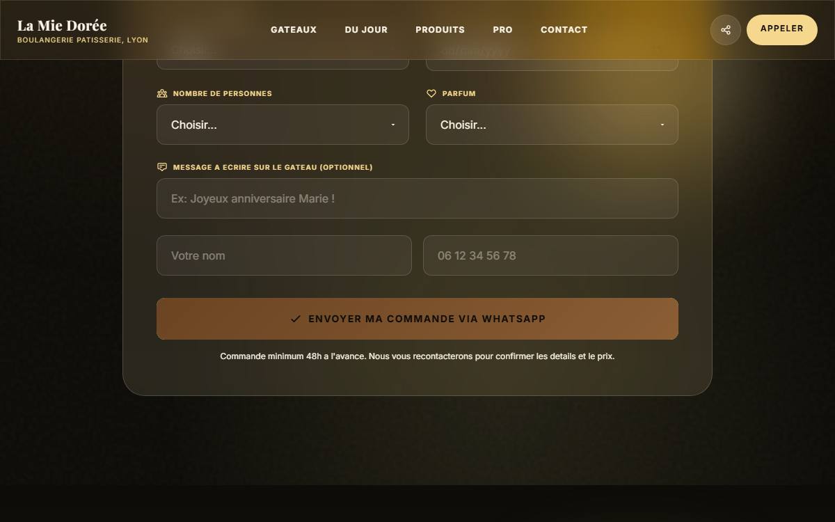 Site web pour boulangerie