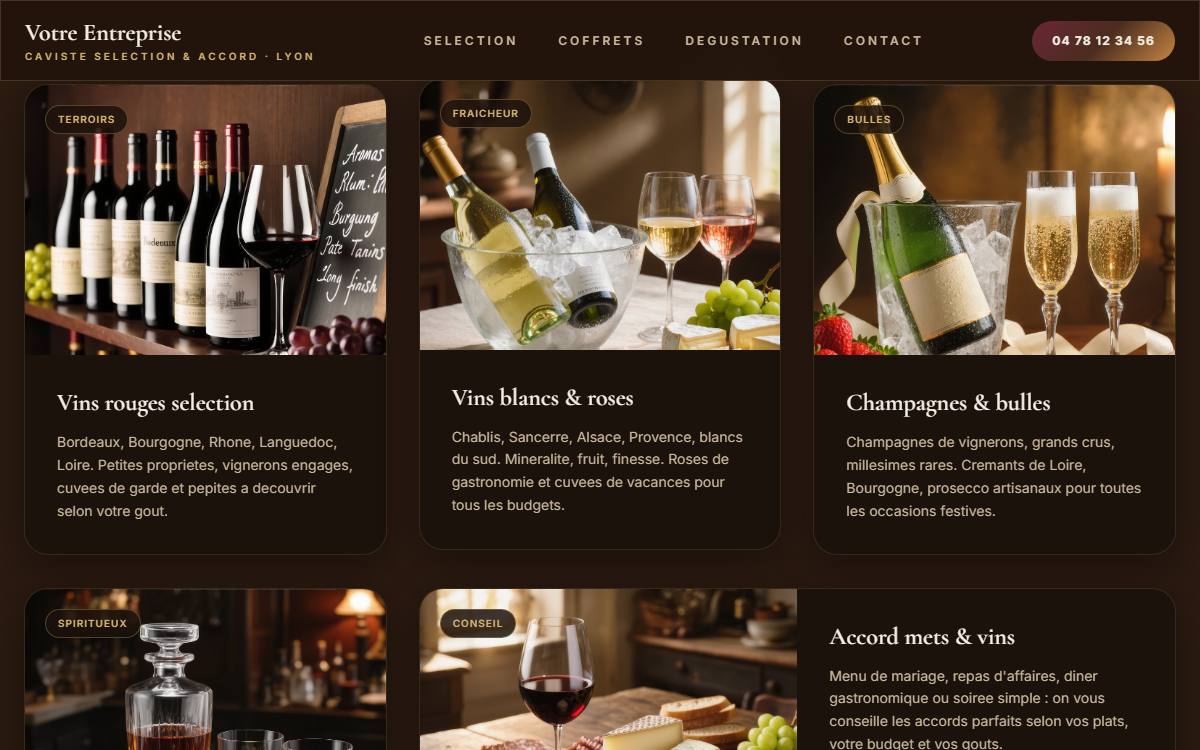Site web pour caviste