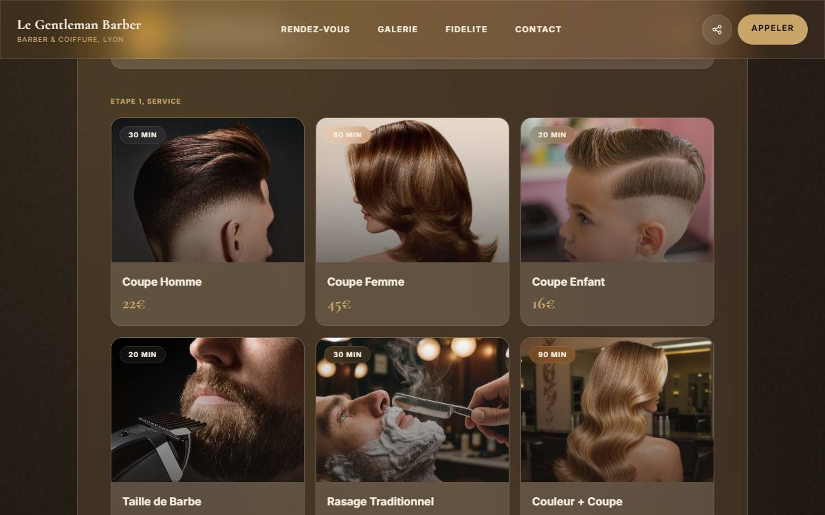 Site web pour salon de coiffure