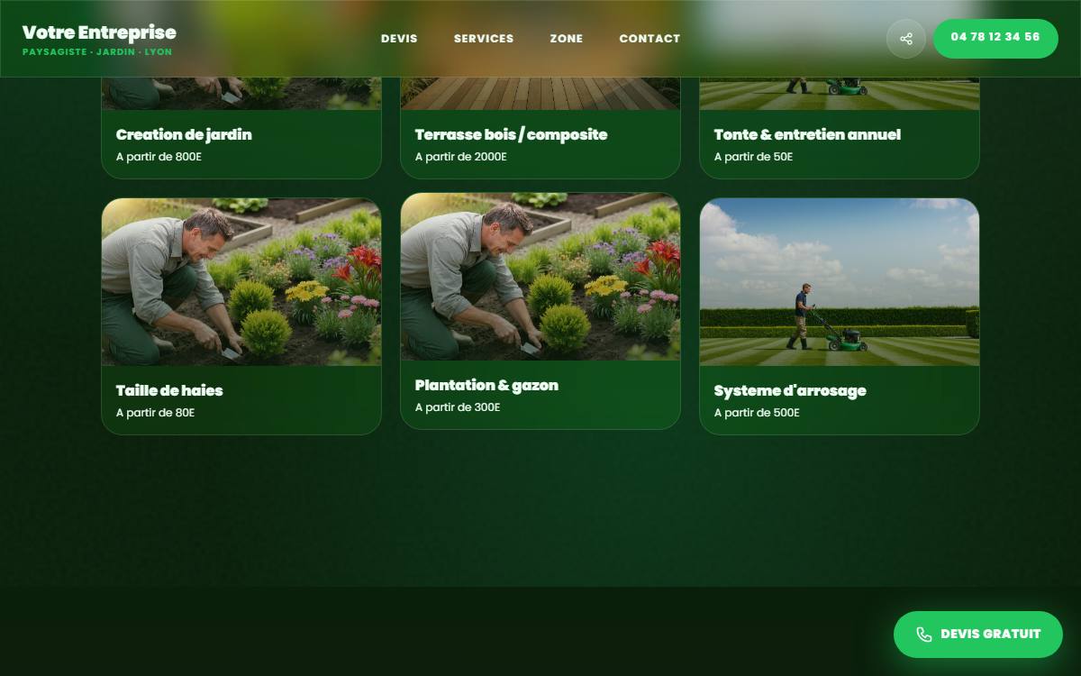Site web pour paysagiste