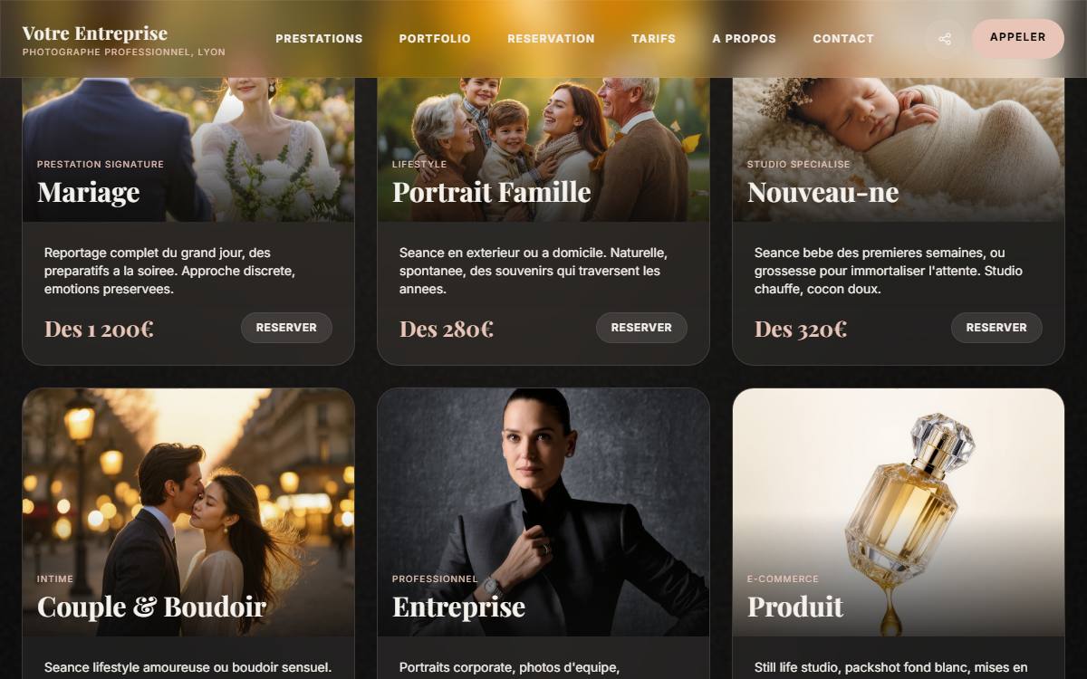 Site web pour photographe