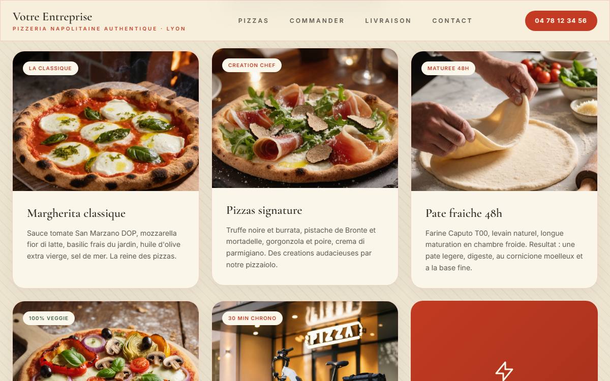 Site web pour pizzeria